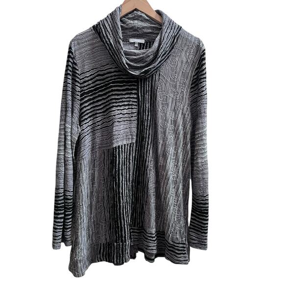 Habitat Gray Black Textured Patchwork
Cowl Neck Step HemTunic Blouse Size Large - Picture 3 of 12